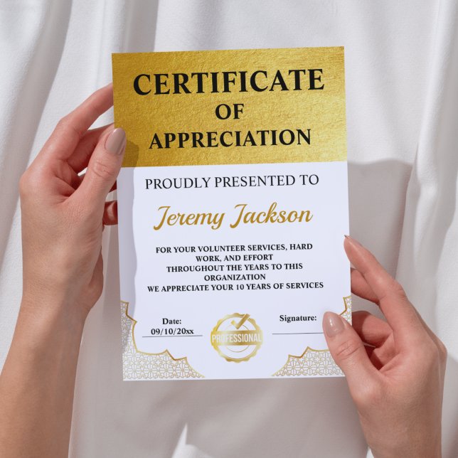 Lámina Certificado moderno de oro de logros: un clásico (Modern Certificate of Achievement Gold)