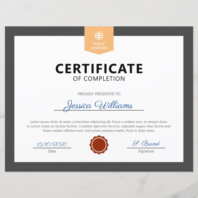 Lámina Certificado moderno de terminación (Anverso)