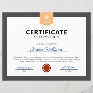 Lámina Certificado moderno de terminación