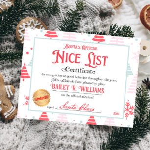 Lámina Certificado Niza Personalizado De Santa Claus