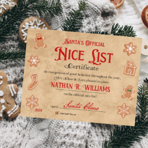 Lámina Certificado Niza Personalizado De Santa Claus