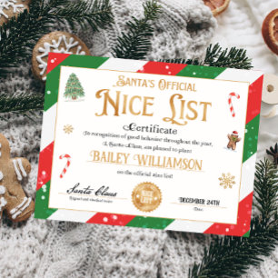 Lámina Certificado Niza Personalizado De Santa Claus