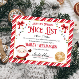 Lámina Certificado Niza Personalizado De Santa Claus