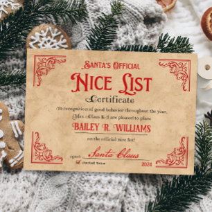 Lámina Certificado Niza Personalizado De Santa Claus