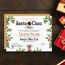 Certificado Oficial de Cute Gold Santa Naughty Nic