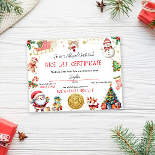 Lámina Certificado Oficial de la Lista Buena de Santa