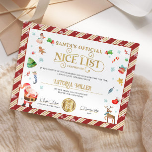 Lámina Certificado oficial de lista de Niza de Santa Navi