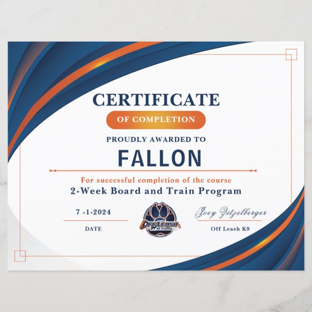 Lámina Certificado OLK9 #1 (Anverso)