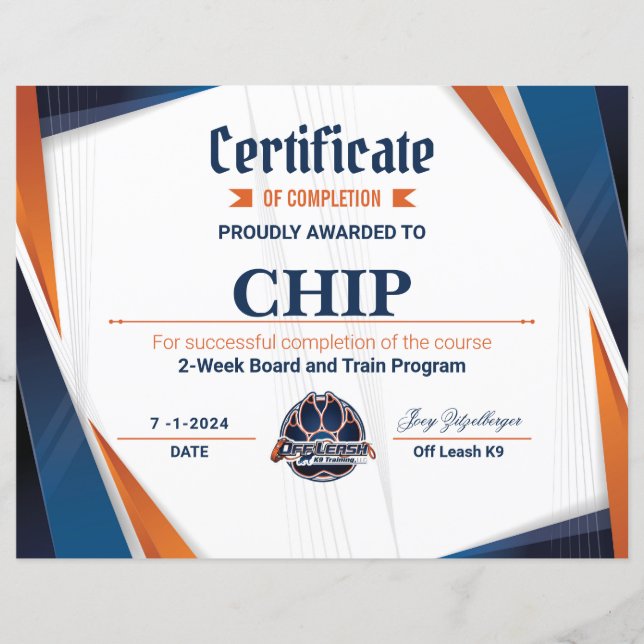 Lámina Certificado OLK9 #2 (Anverso)