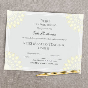 Lámina Certificado práctico de Reiki de nivel 2