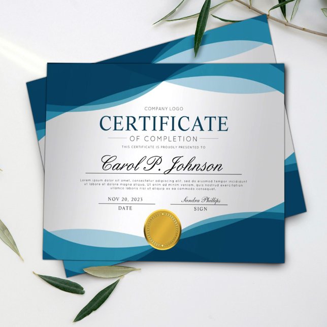 Lámina Certificado profesional azul de terminación (Subido por el creador)