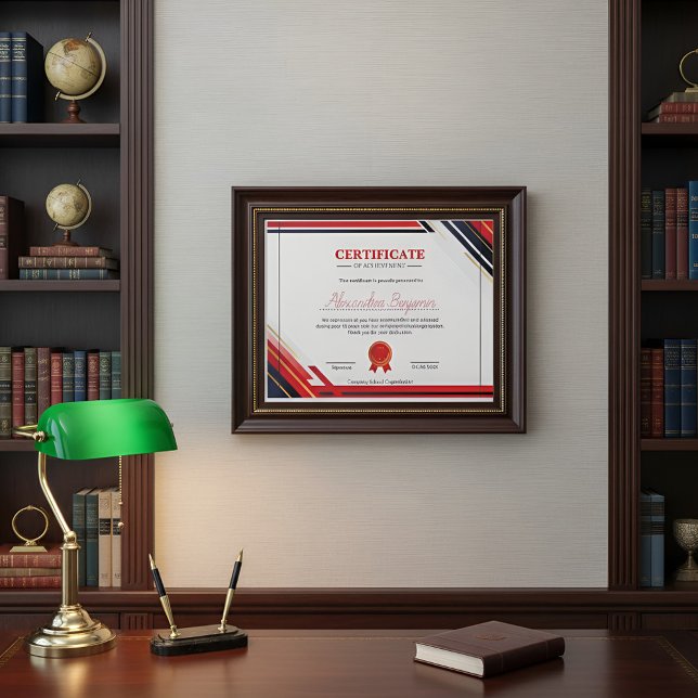 Lámina Certificado Profesional de Logro Rojo Moderno (Subido por el creador)