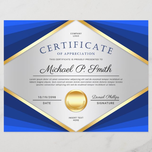 Lámina Certificado profesional de reconocimiento (Anverso)