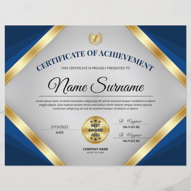 Lámina Certificado Profesional Premio de Logro (Anverso)