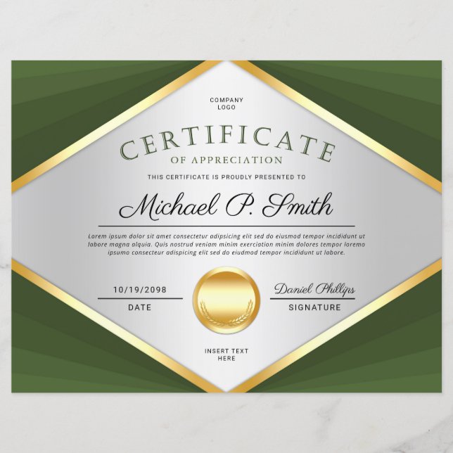 Lámina Certificado Profesional Reconocimiento de Agradeci (Anverso)