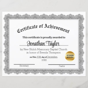 Lámina Certificado tradicional de logro negro