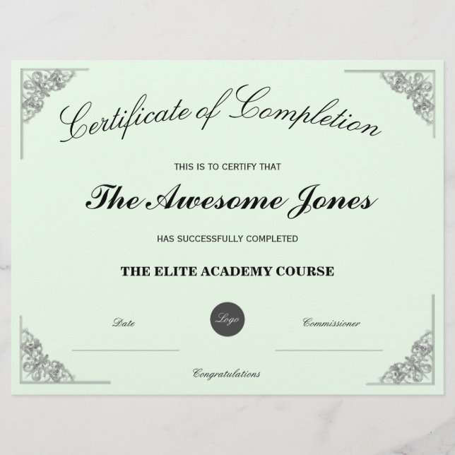 Lámina Certificado verde de cumplimentación con el logoti (Anverso)