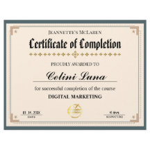 Certificado verde y dorado moderno de finalización