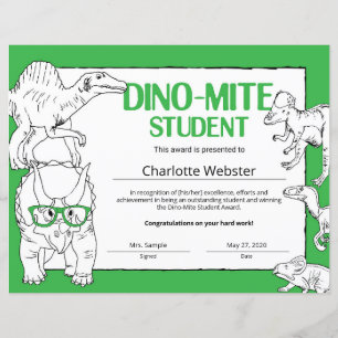 Lámina Certificados de reconocimiento de estudiantes Dino