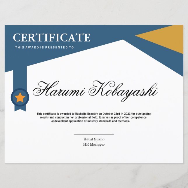 Lámina Certificate of Appreciation Template (Anverso)