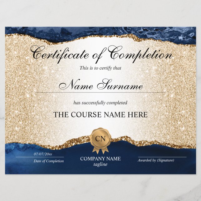 Lámina Certificate of Completion Award Course Beauty (Anverso)