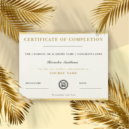 Lámina Certificate of Completion Gold Modern Elegant Chic