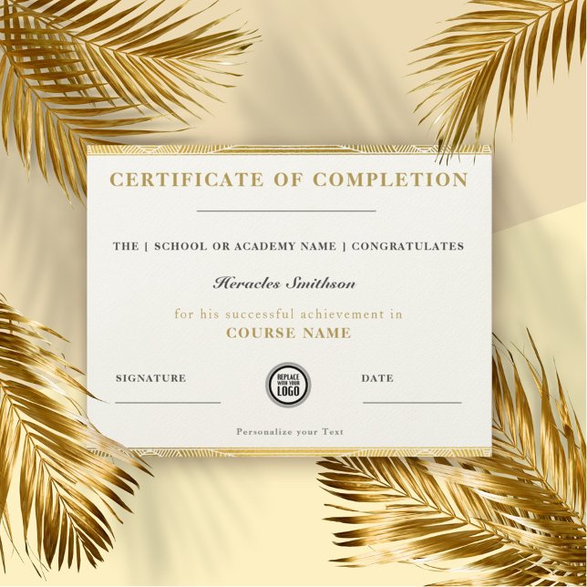 Lámina Certificate of Completion Gold Modern Elegant Chic (Subido por el creador)
