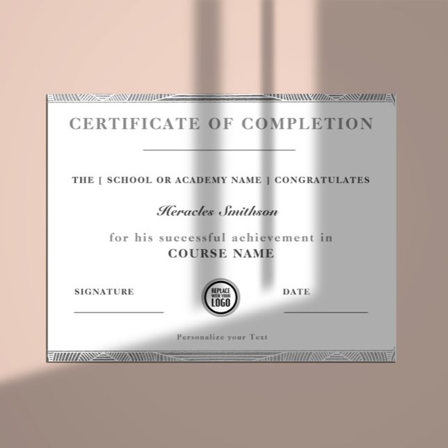 Lámina Certificate of Completion Silver Modern Elegant (Subido por el creador)