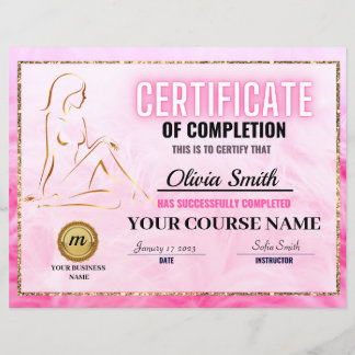 Lámina Certificate of Completion Template, Body Sculpting
