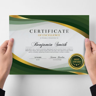 Lámina Certificate of Excellence Green & Gold Award