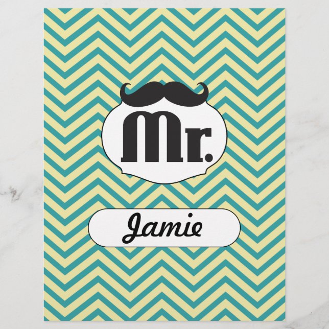 Lámina Chalkboard Mr. Yellow y Green Zigzag Chevron (Anverso)