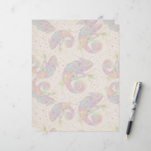 Lámina Chameleon Paint Stains Watercolor Style