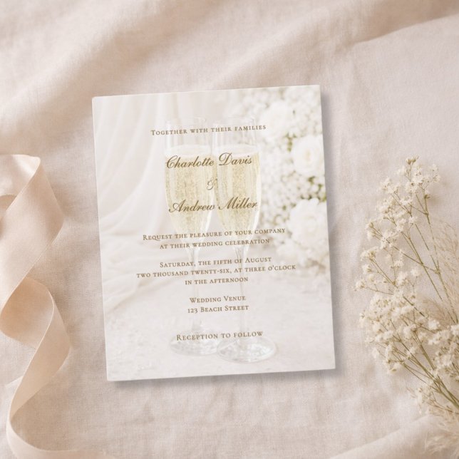 Lámina Champagne Glass Soft Draped wedding invitation (Subido por el creador)