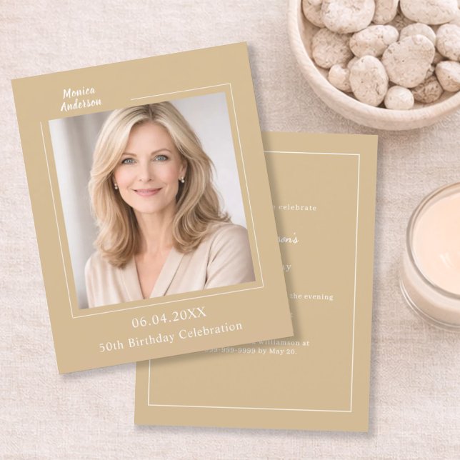 Lámina Champagne gold photo birthday invitation (Subido por el creador)