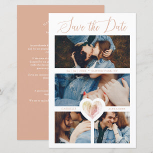 Lámina Cheap 4 Photos Pink Heart Engaged Couple Session
