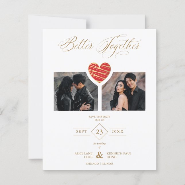 Lámina Cheap Better Together Red Golden Heart 2 Photos (Anverso)