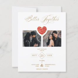 Lámina Cheap Better Together Red Golden Heart 2 Photos
