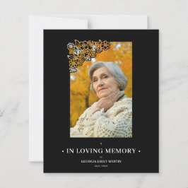 Lámina Cheap Black Floral Frame Elegant Photo Funeral