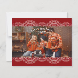 Lámina Cheap Christmas Red Nice Lace Effect Family Photo