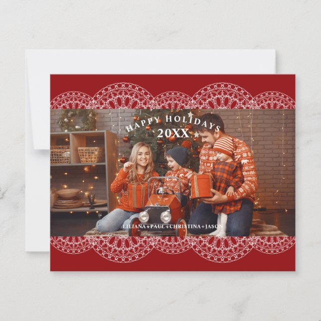 Lámina Cheap Christmas Red Nice Lace Effect Family Photo (Anverso)
