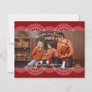Lámina Cheap Christmas Red Nice Lace Effect Family Photo