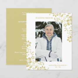 Lámina Cheap Classic Gold Floral Funeral Service Photo