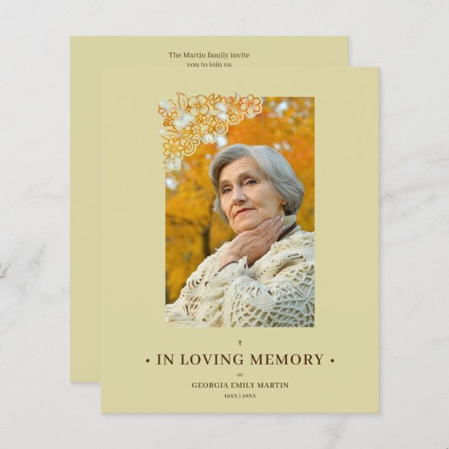 Lámina Cheap Floral Frame Elegant Photo Funeral (Anverso / Reverso)