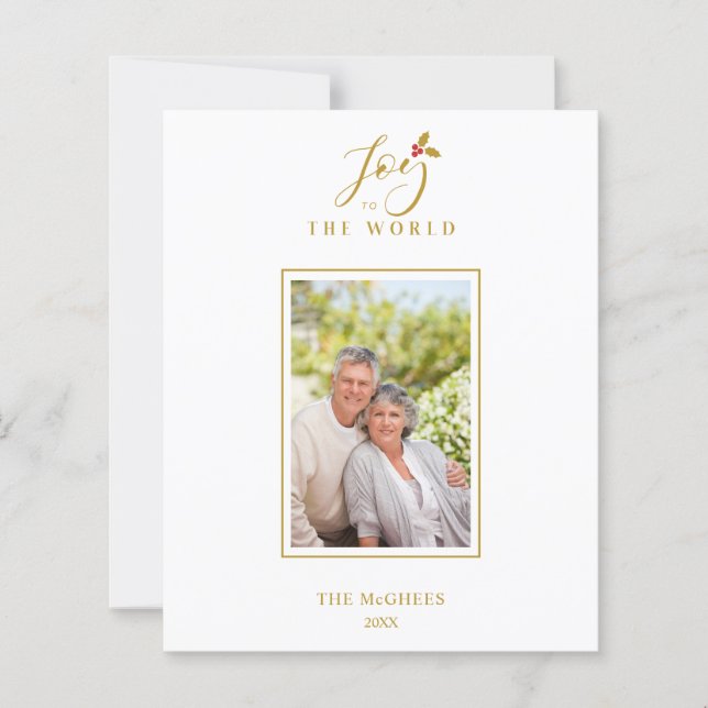 Lámina Cheap Gold Minimalist Chic Christmas Photo Family (Anverso)