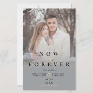 Lámina Cheap Grey Gradient Elegant Photo Script Wedding