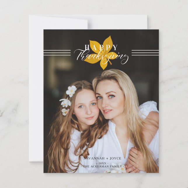 Lámina Cheap Happy Thanksgiving Script Leaves Photo (Anverso)