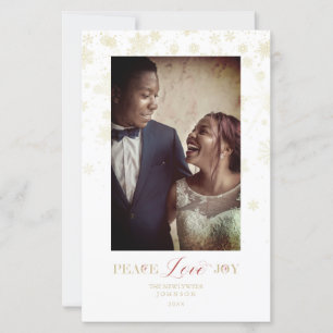 Lámina Cheap Just Married First Christmas Gold Snowflakes