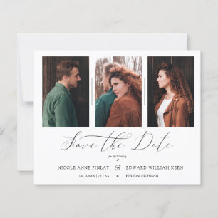 Lámina Cheap Minimalist Collage 3 Photos Couple Wedding