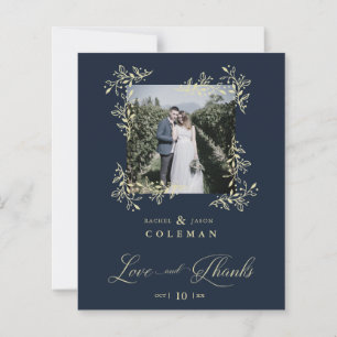 Lámina Cheap Navy Botanical Branches Wedding Photo Thanks