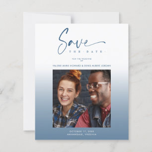 Lámina Cheap Navy Modern Gradient Minimalist Photo Couple